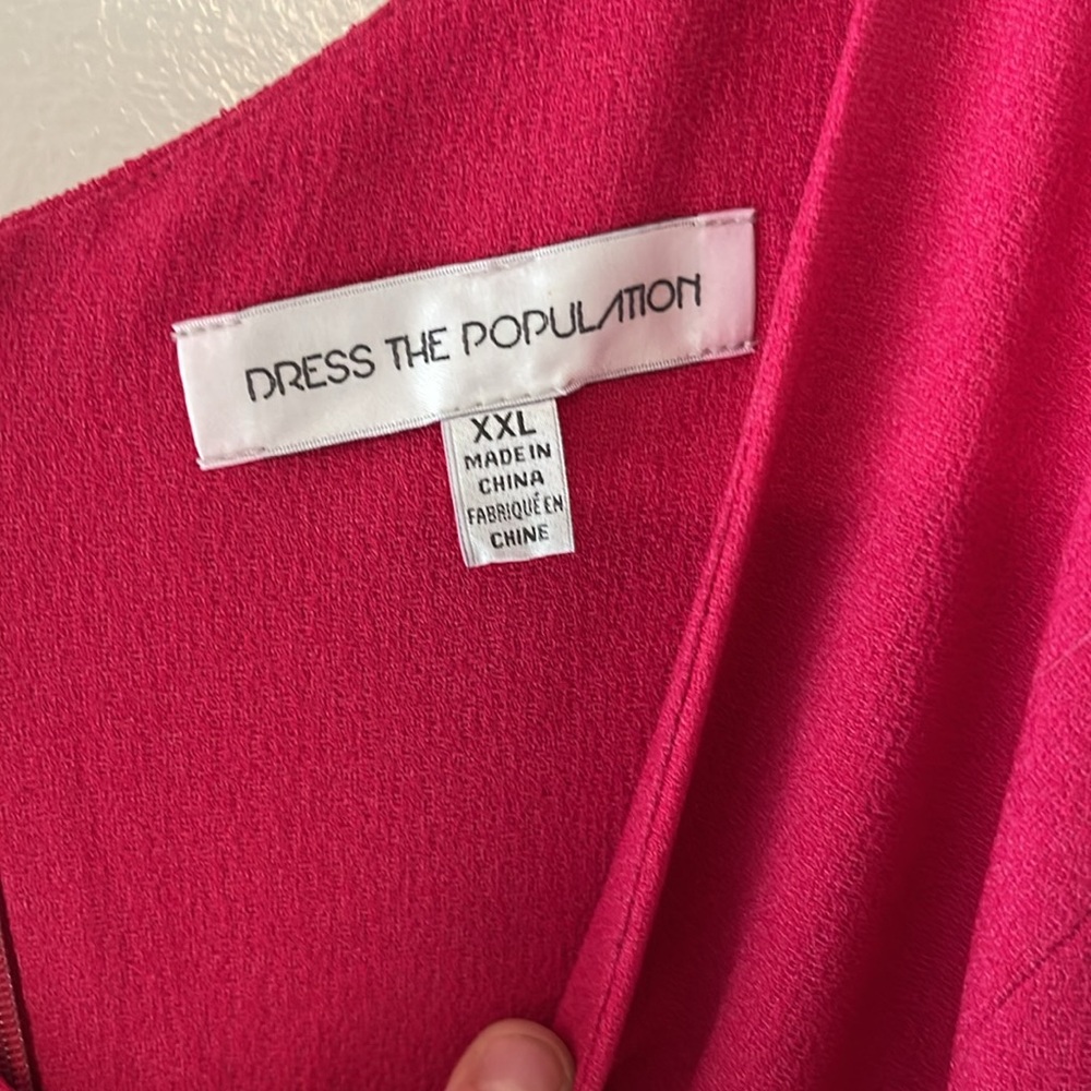 DRESS THE POPULATION Iris Slit Crepe Gown, Bright Fuchsia, Size XXL - Picture 5 of 13
